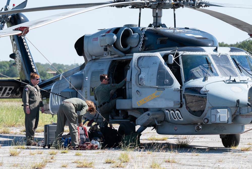 Navy helicopters and support personnel relocate to Maxwell AFB in preparation for Hurricane Milton