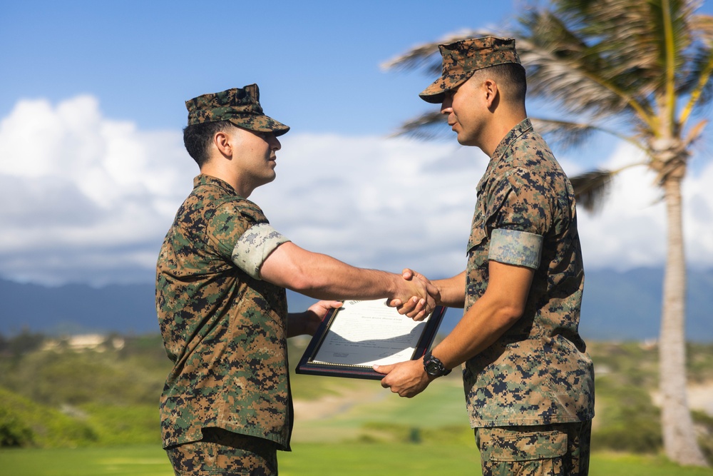 SSgt Padilla from 3d MLR promotes to the rank of Gunnery Sergeant