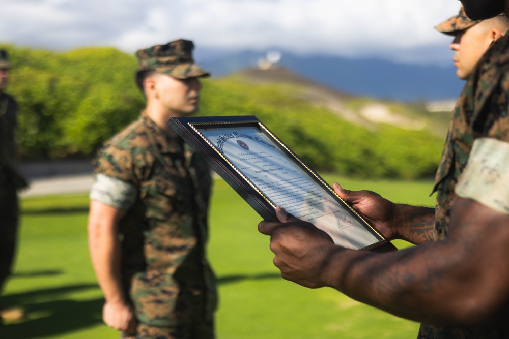 SSgt Padilla from 3d MLR promotes to the rank of Gunnery Sergeant