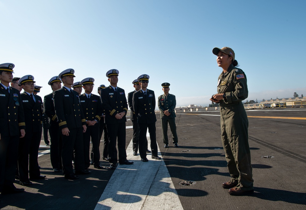 Midshipmen from ROK Naval Academy tour USS Carl Vinson