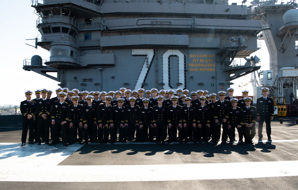 Midshipmen from ROK Naval Academy tour USS Carl Vinson