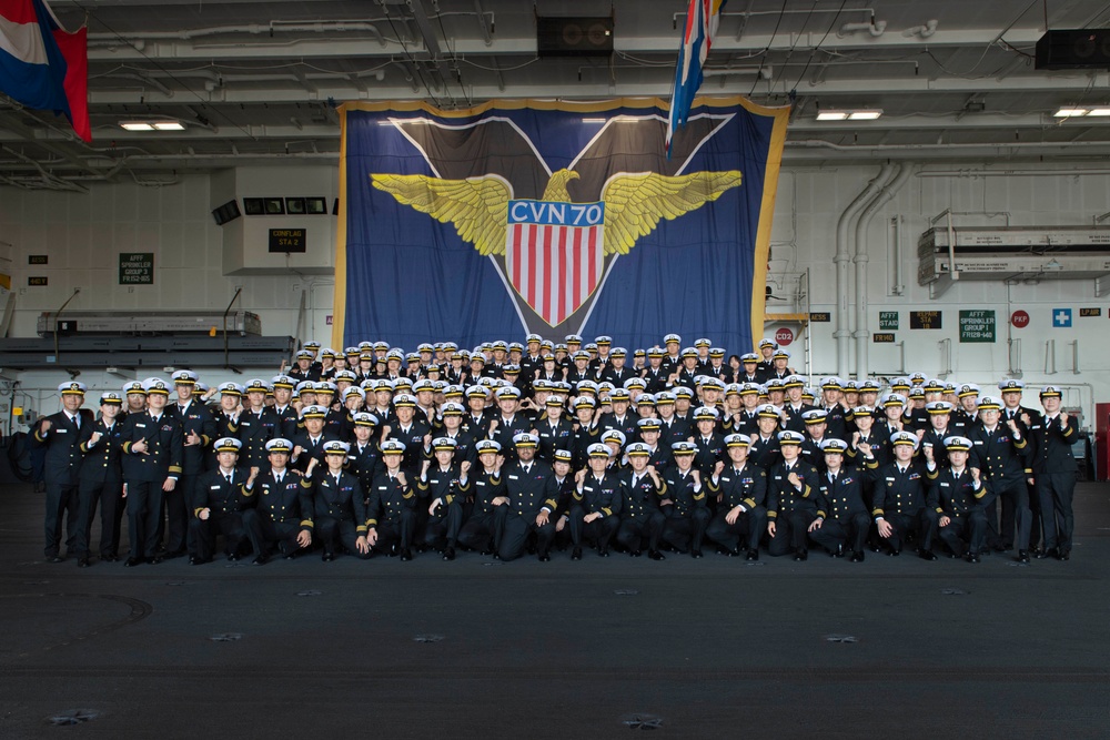 Midshipmen from ROK Naval Academy tour USS Carl Vinson