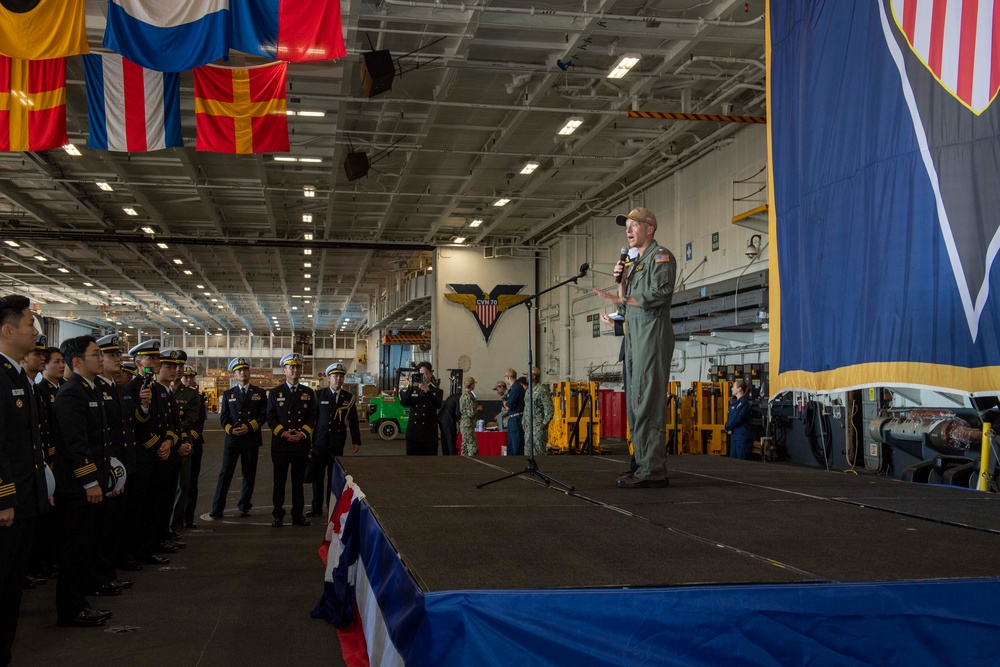 Midshipmen from ROK Naval Academy tour USS Carl Vinson