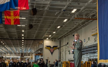 Midshipmen from ROK Naval Academy tour USS Carl Vinson