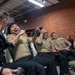U.S. Armed Service members participate in a San Francisco Fleet Week esports challenge