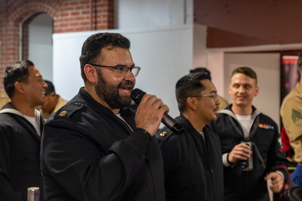 U.S. Armed Service members participate in a San Francisco Fleet Week esports challenge