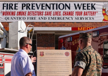 Lt. Col. Vanderwaal and the Quantico Fire Department sign Fire Prevention Proclamation