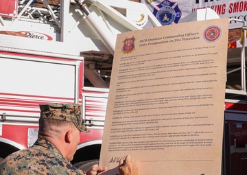 Lt. Col. Vanderwaal and the Quantico Fire Department sign Fire Prevention Proclamation