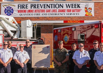 Lt. Col. Vanderwaal and the Quantico Fire Department sign Fire Prevention Proclamation