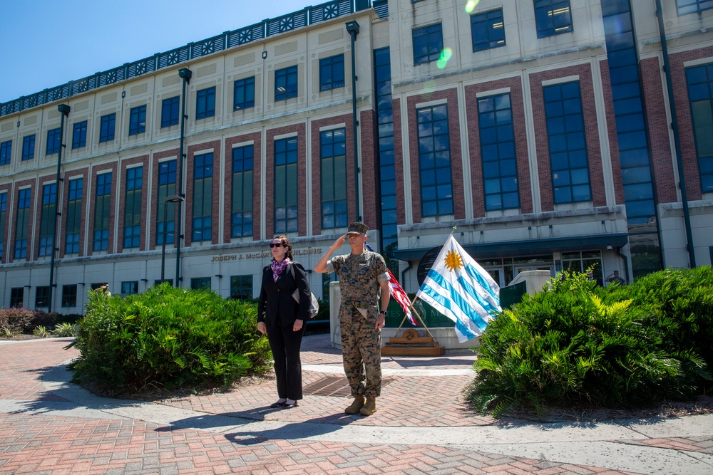 Ambassador Heide B. Fulton meets Lt. Gen. Leonard F. Anderson, commander of U.S. Marine Corps Forces, South.