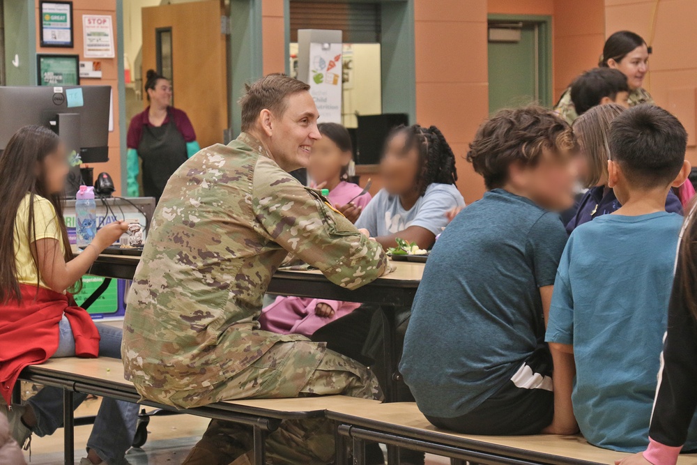 Rest Assured Soldiers have lunch with Thompson Elementary Students