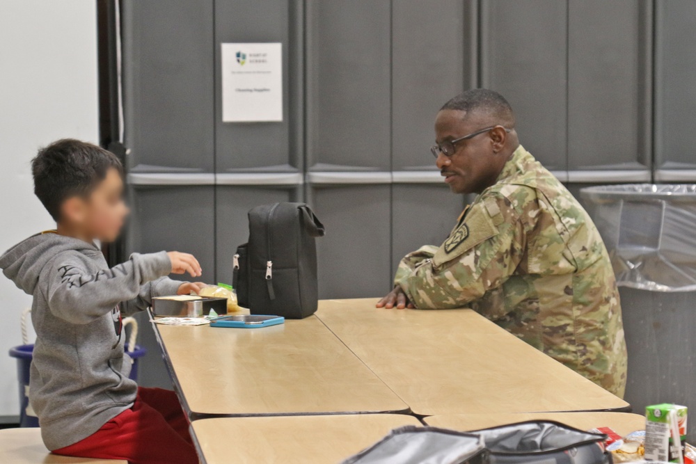 Rest Assured Soldiers have lunch with Thompson Elementary Students