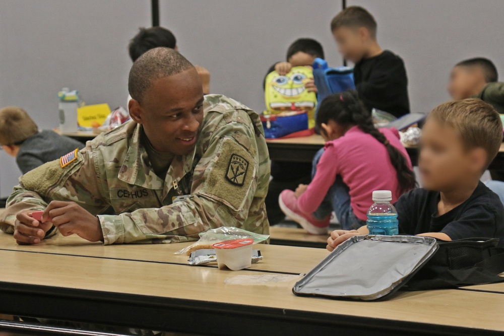 Rest Assured Soldiers have lunch with Thompson Elementary Students