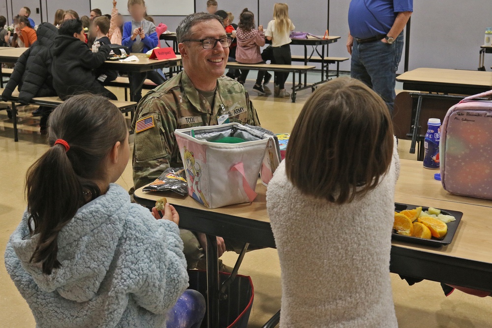 Rest Assured Soldiers have lunch with Thompson Elementary Students