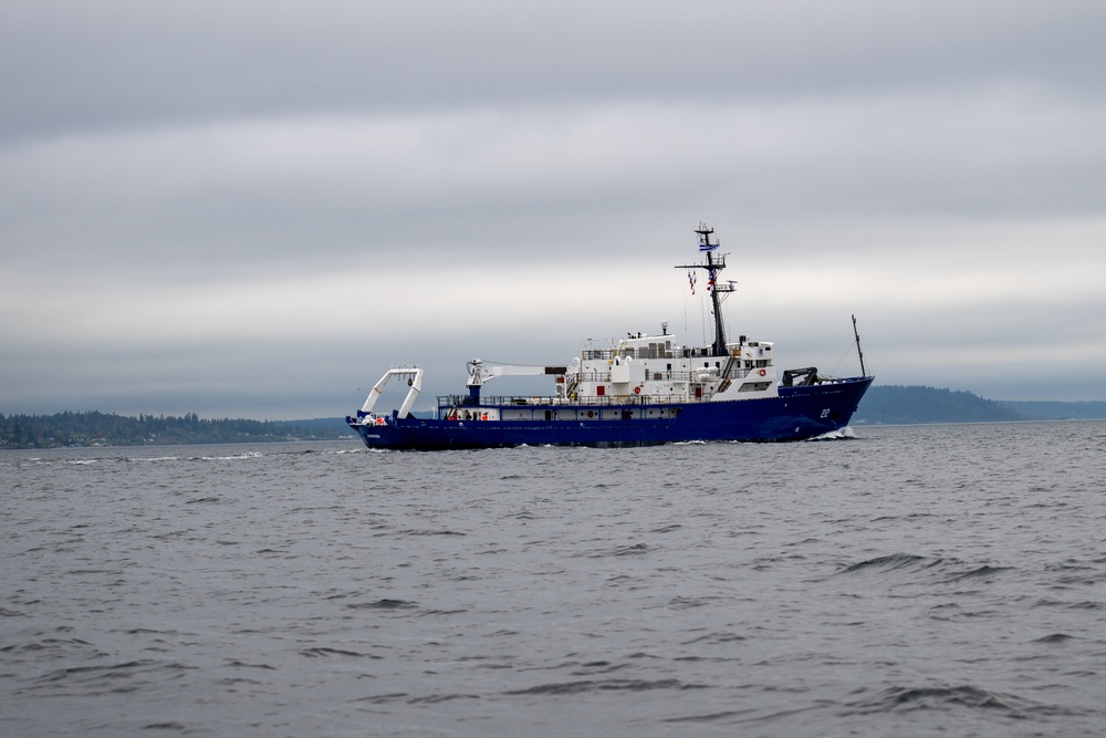 Coast Guard Cutter Adelie escorts Uruguay Naval Ship ROU Oyarvide through Puget Sound