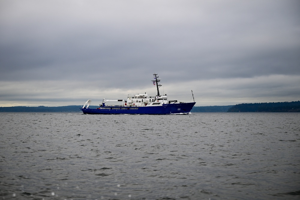 Coast Guard Cutter Adelie escorts Uruguay Naval Ship ROU Oyarvide through Puget Sound