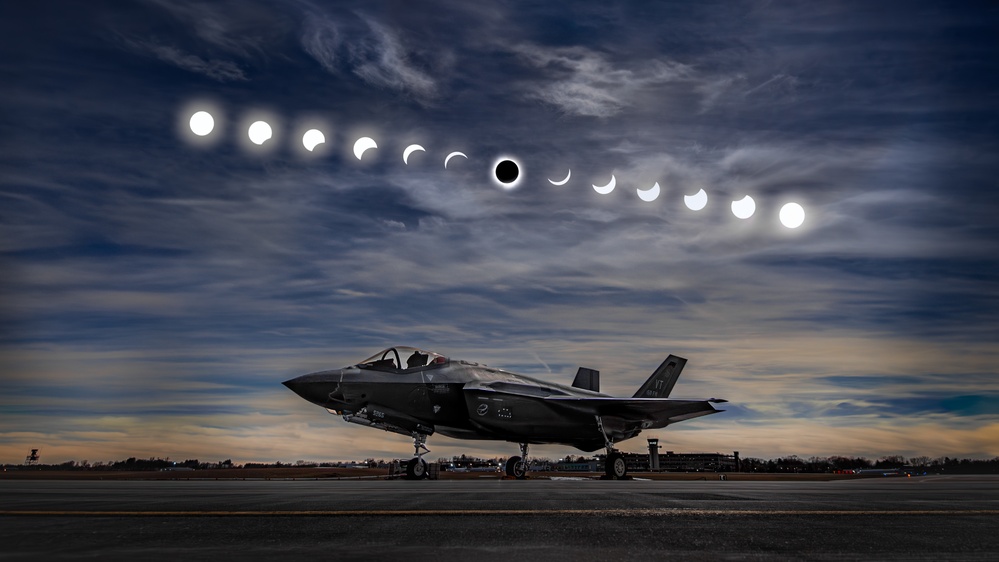 Vermont F-35 Illuminated Under Solar Eclipse