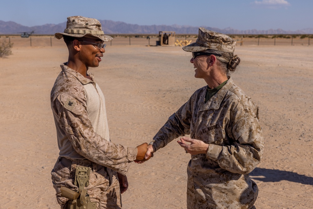 Brig Gen. Hennigan Visits Marines with 8th Engineer Support Battalion during Weapons and Tactics Instructor course 1-25