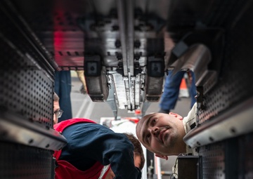 USS George Washington Sailors upload NATO Seasparrow Missile System