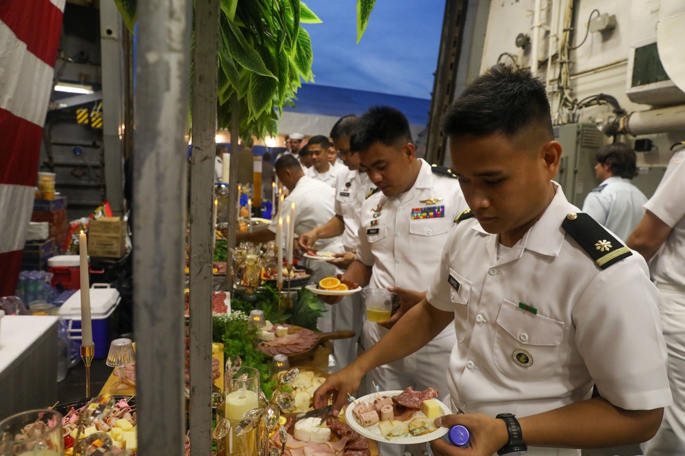 Sailors aboard the USS Howard hosts a reception as part of Sama Sama 2024