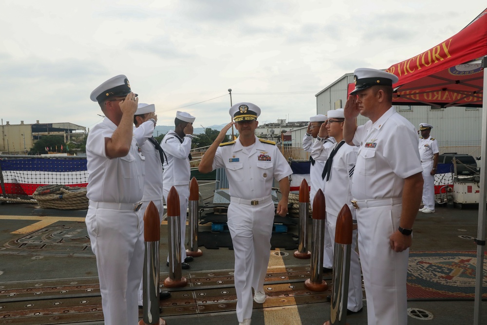 Sailors aboard the USS Howard hosts a reception as part of Sama Sama 2024