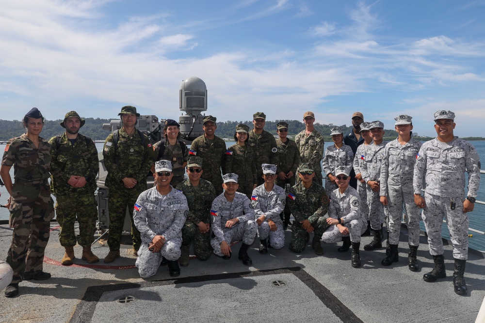 Sailors aboard USS Howard (DDG 83) conduct a shipboard tour for medical personnel during Sama Sama 2024 in Subic, Philippines