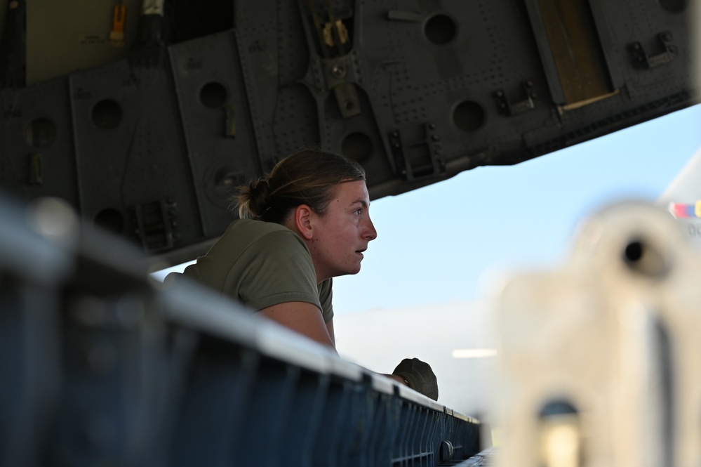 Airmen Load C-17 With Supplies for Helene Relief Efforts