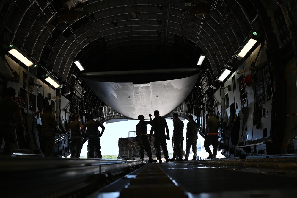Airmen Load C-17 With Supplies for Helene Relief Efforts