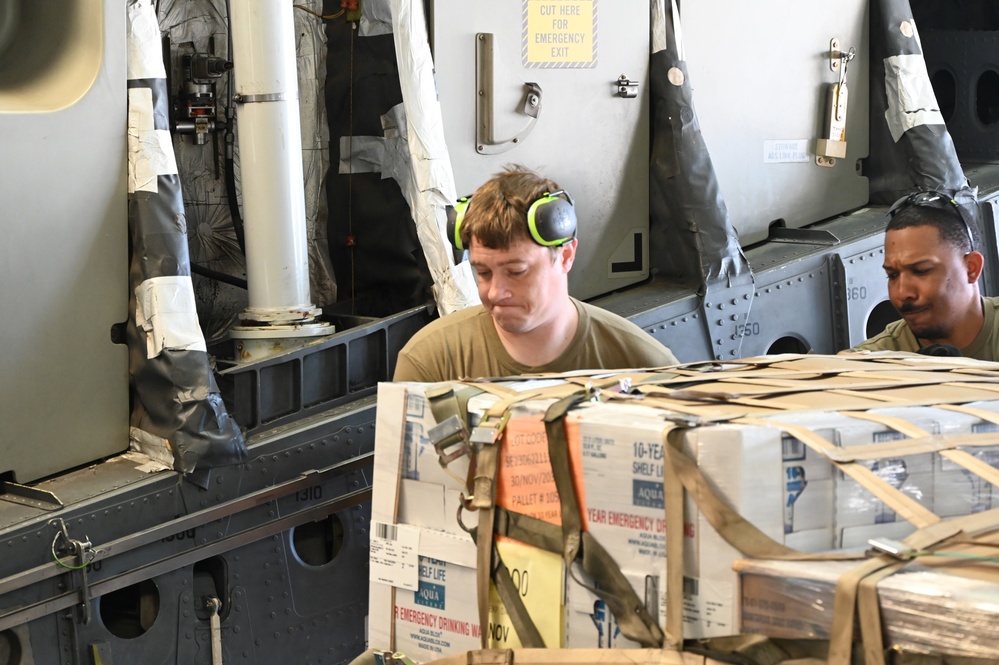 Airmen Load C-17 With Supplies for Helene Relief Efforts