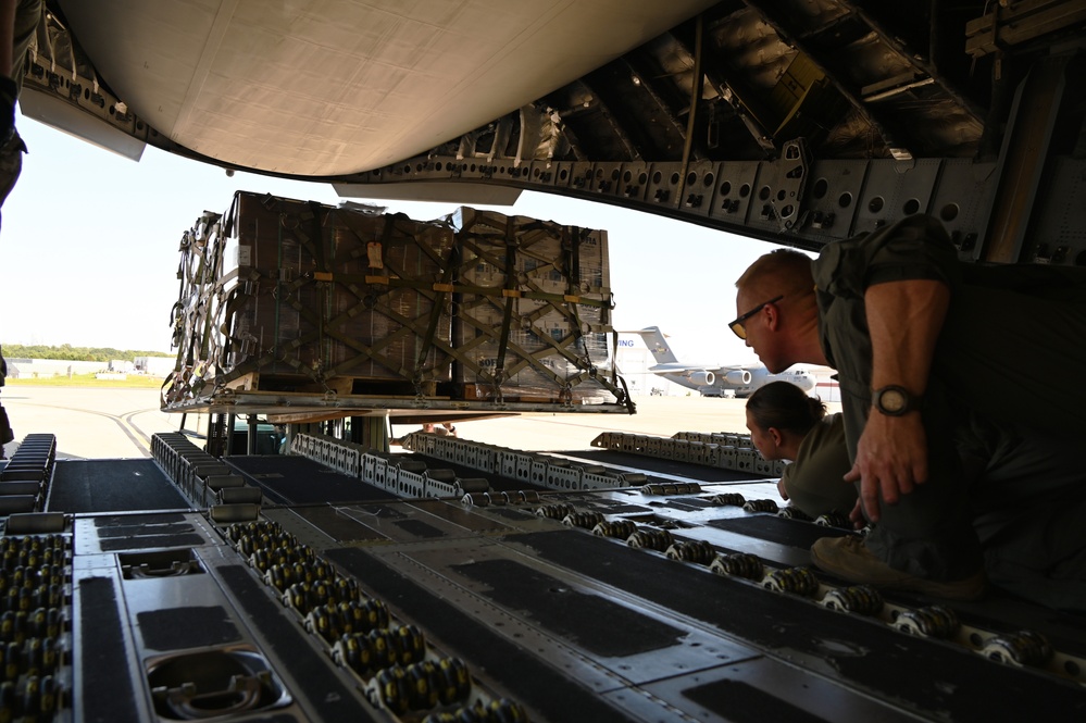 Airmen Load C-17 With Supplies for Helene Relief Efforts
