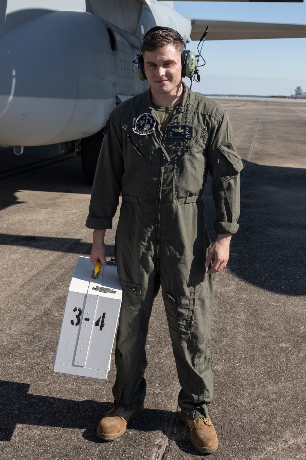 U.S. Marines with Marine Aerial Refueler Transport Squadron (VMGR) 252 conduct routine maintenance