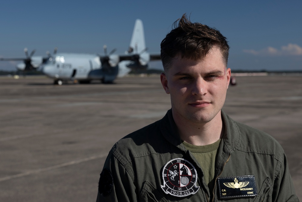 U.S. Marines with Marine Aerial Refueler Transport Squadron (VMGR) 252 conduct routine maintenance