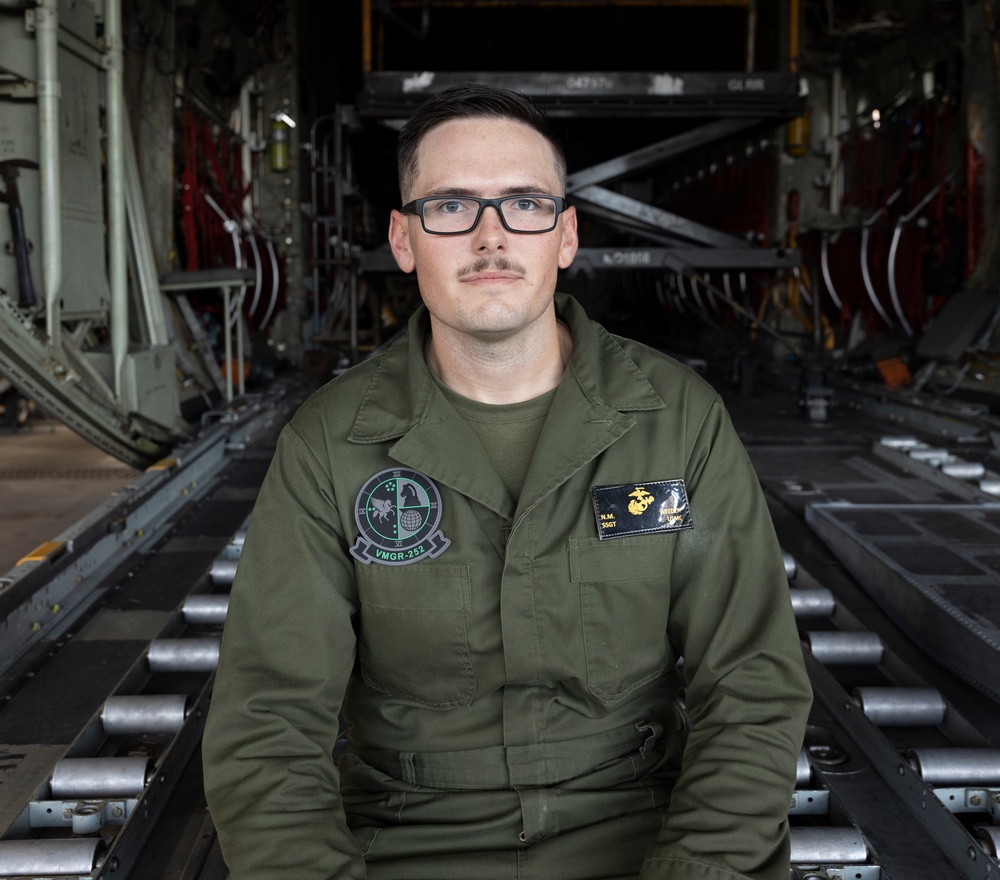 U.S. Marines with Marine Aerial Refueler Transport Squadron (VMGR) 252 conduct routine maintenance