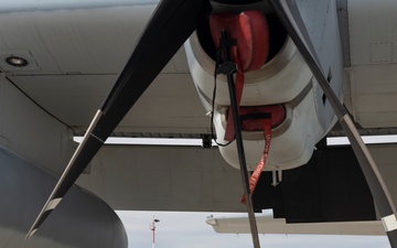 U.S. Marines with Marine Aerial Refueler Transport Squadron (VMGR) 252 conduct routine maintenance