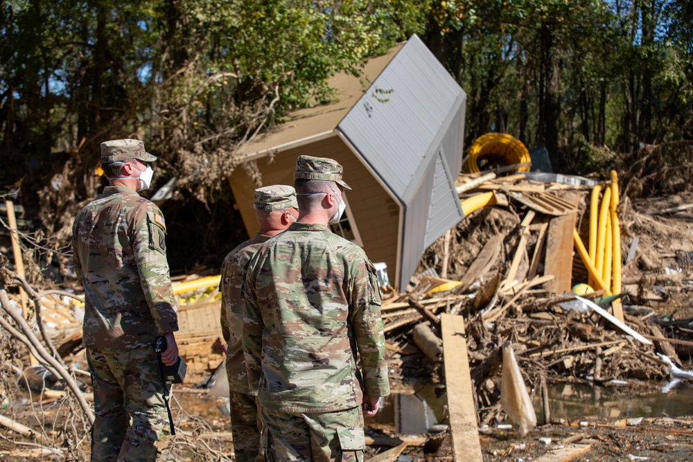 Tennessee National Guardsmen gather soil samples after Hurricane Helene