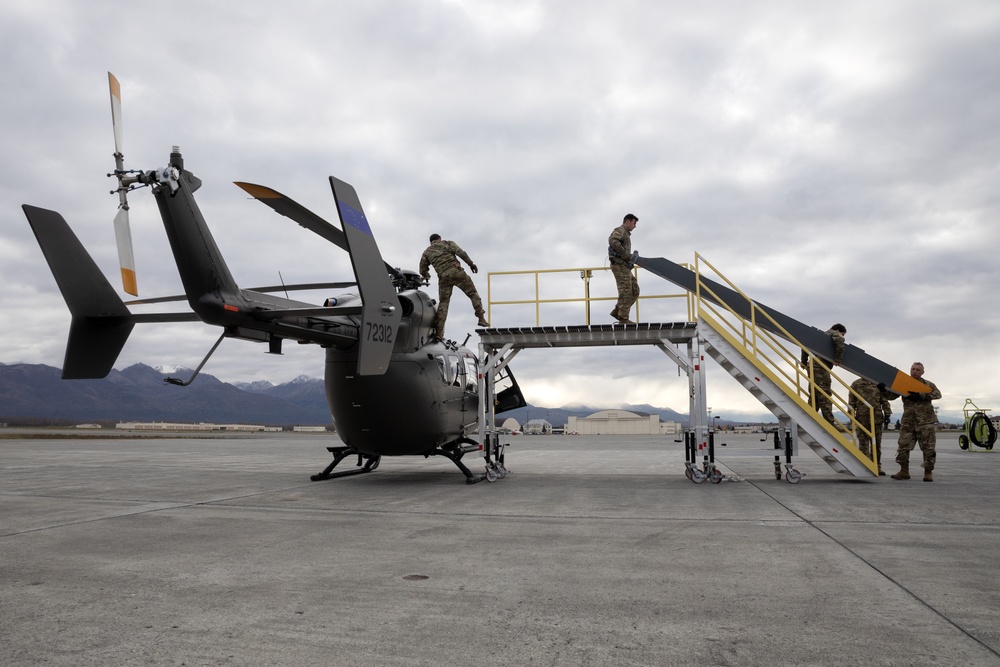 Alaska Army National Guardsmen prep Lakota helicopters for movement to Southwest border