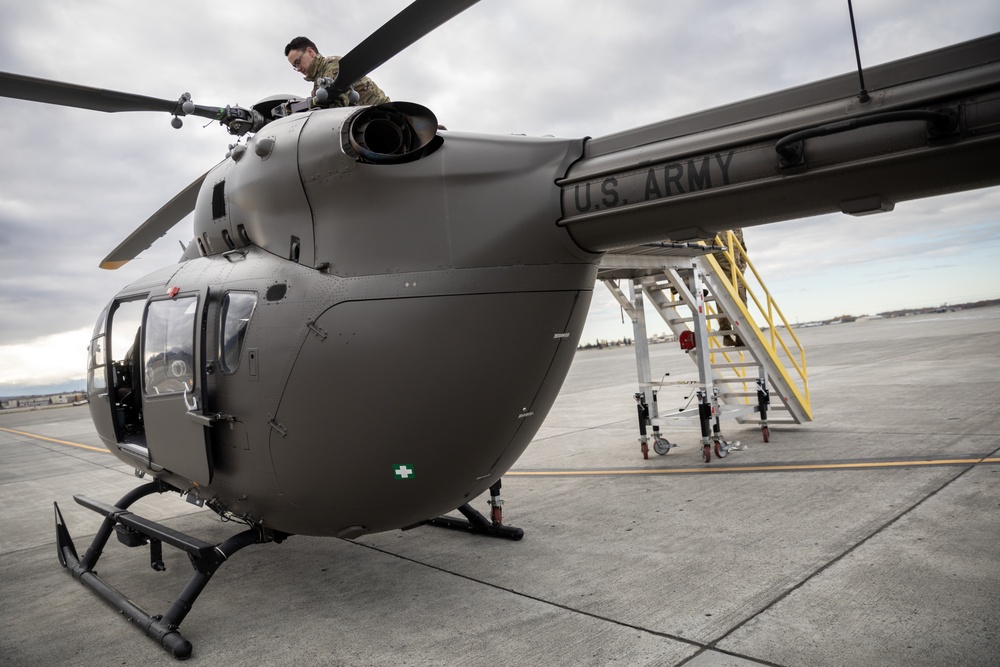 Alaska Army National Guardsmen prep Lakota helicopters for movement to Southwest border