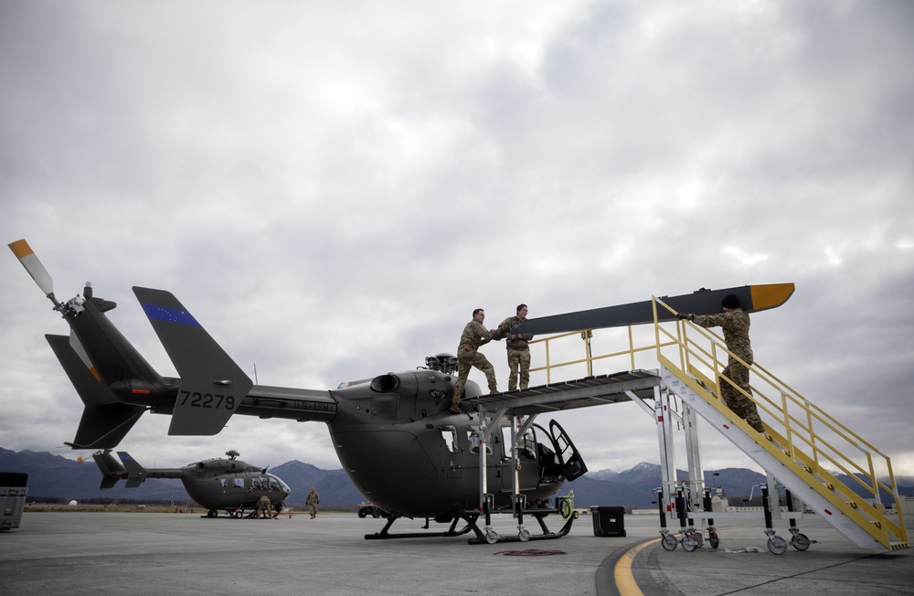 Alaska Army National Guardsmen prep Lakota helicopters for movement to Southwest border