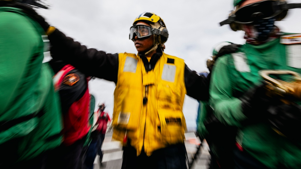 Sailors Simulate Fighting a Fuel Fire Aboard USS George Washington
