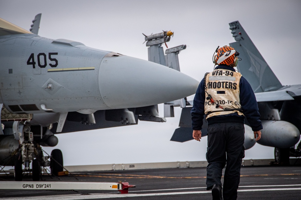 Nimitz Sailors Inspect Aircraft
