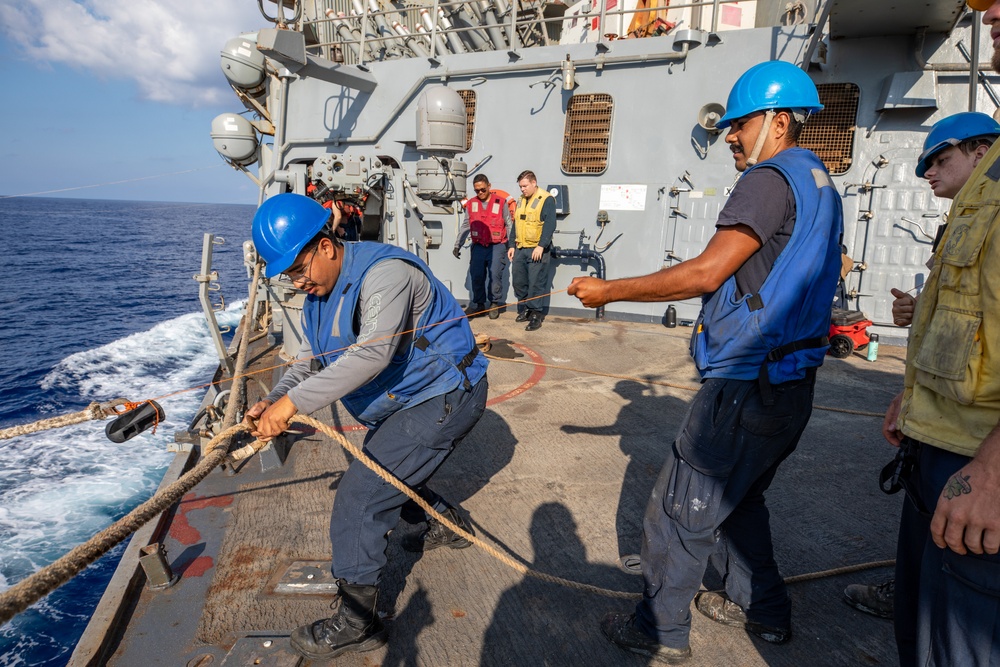 Replenishment-at-Sea aboard the USS Cole