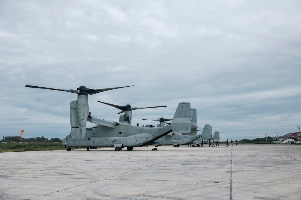 U.S., Philippine Marines load MV-22 Ospreys in Laoag to Support Relief Efforts Alongside Philippine Allies