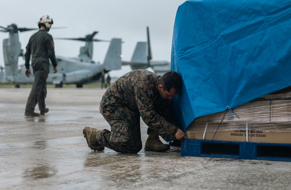 U.S., Philippine Marines load MV-22 Ospreys in Laoag to Support Relief Efforts Alongside Philippine Allies