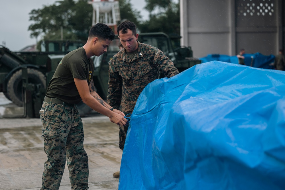 U.S., Philippine Marines load MV-22 Ospreys in Laoag to Support Relief Efforts Alongside Philippine Allies