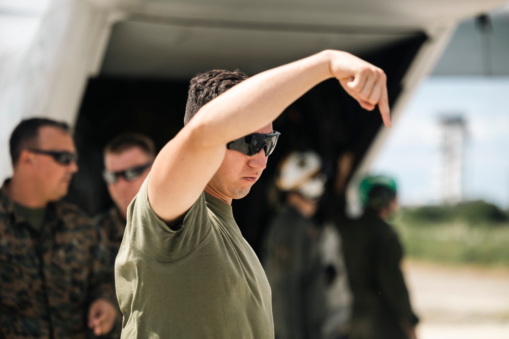 U.S., Philippine Marines Finish loading MV-22 Ospreys in Laoag to Support Relief Efforts Alongside Philippine Allies