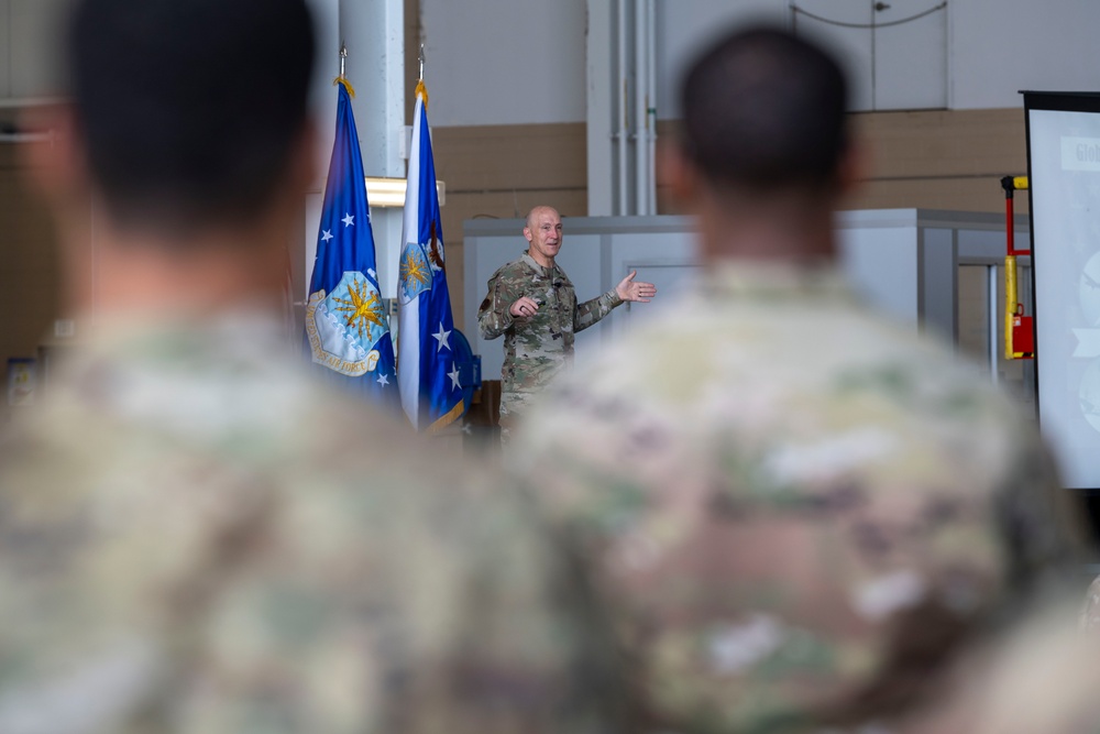 CSAF, CMSAF discuss reoptimization and mobility ops in contested environment at Travis AFB 