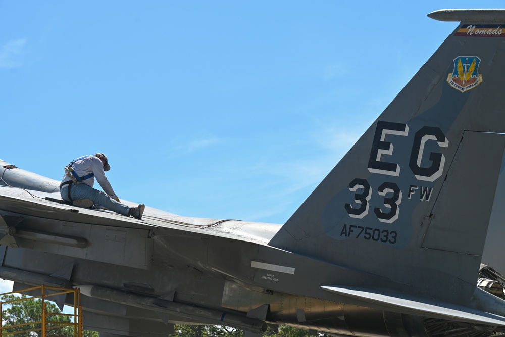 33 FW F-15 static undergoes restoration