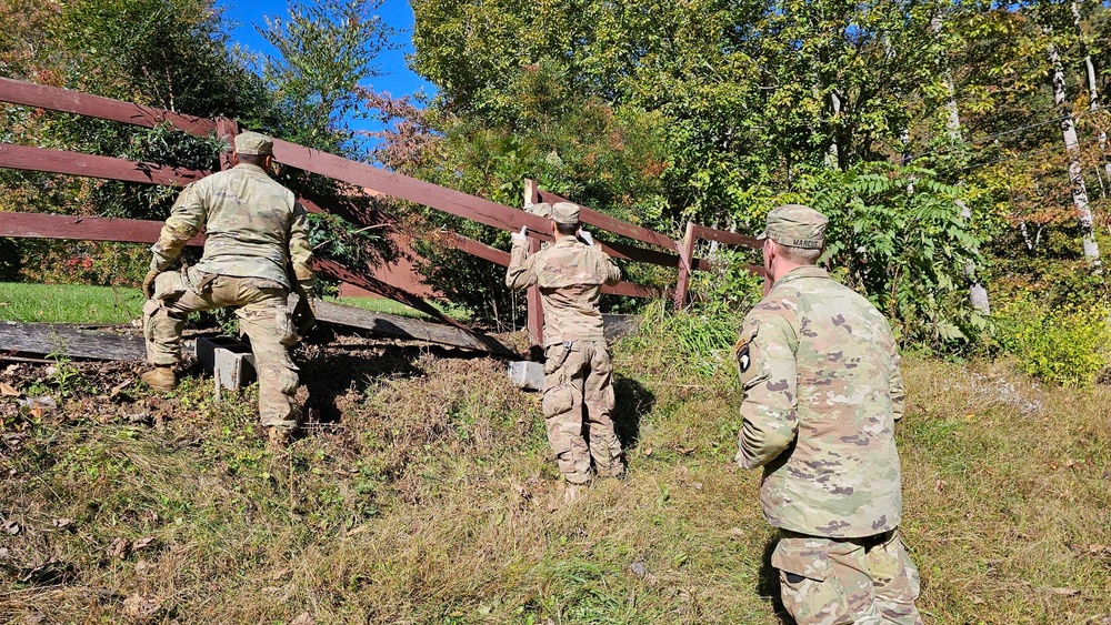Screaming Eagles fix a fence and remove wreckage for a local citizen