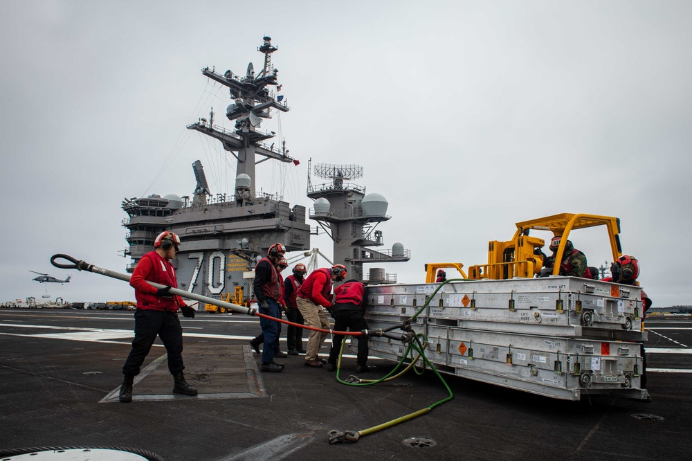 USS Carl Vinson Conducts Ammunition Handling Evolution