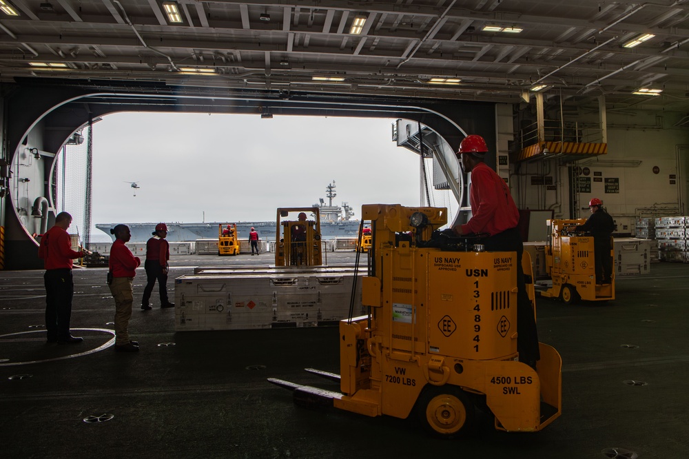 USS Carl Vinson Conducts Ammunition Handling Evolution